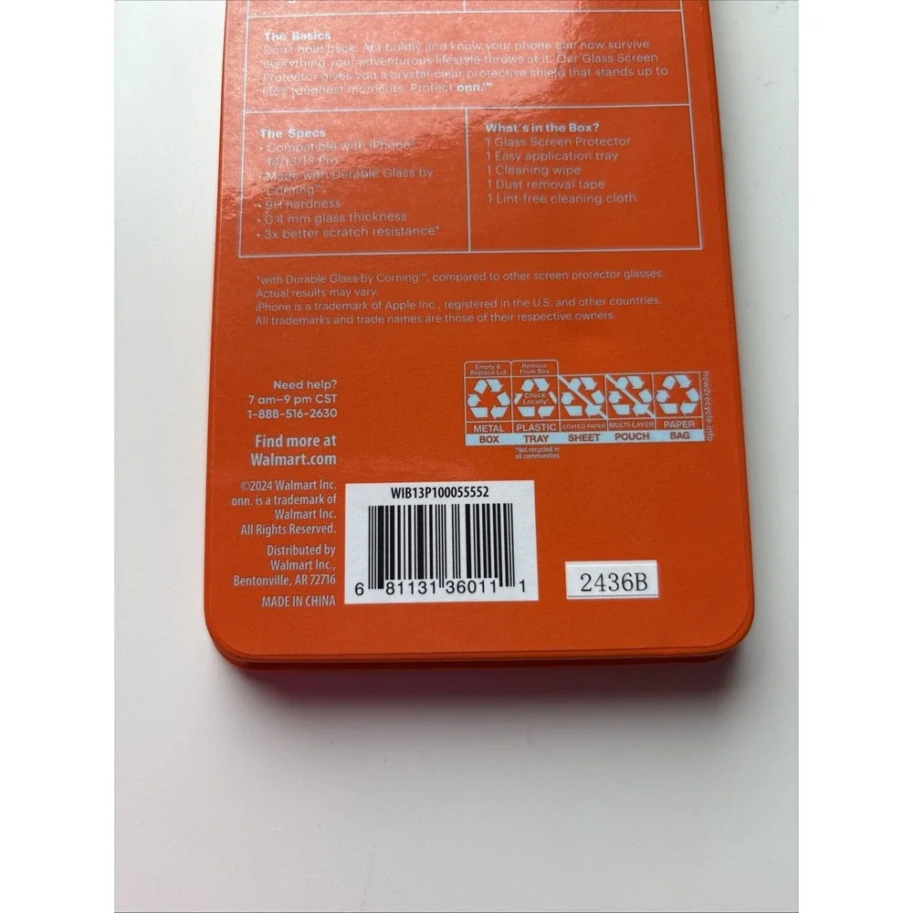 Protect Onn. Glass Screen‎ Protector For Iphone 14/13 13 Pro Open Box NEW